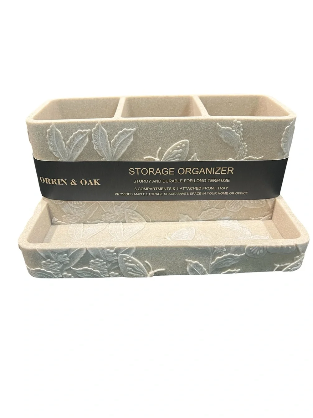 Cream Floral Makeup Organizer